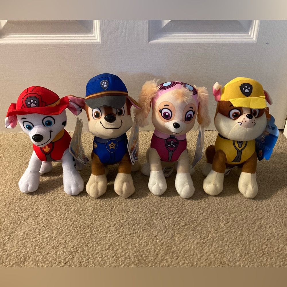 Brand New / Paw Patrol Lot / Set of 4 Plushes (Chase, Rubble, Skye, Marshall)